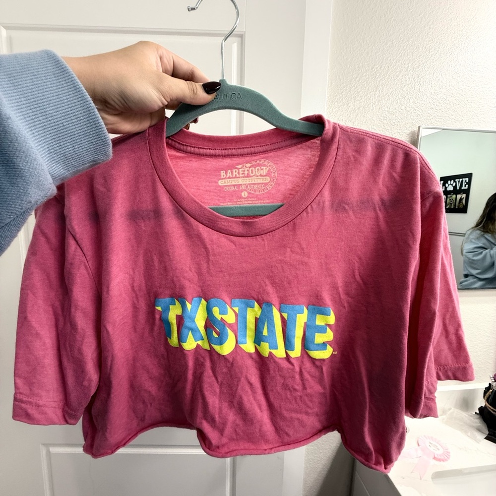 Barefoot Pink TX State Crop Top